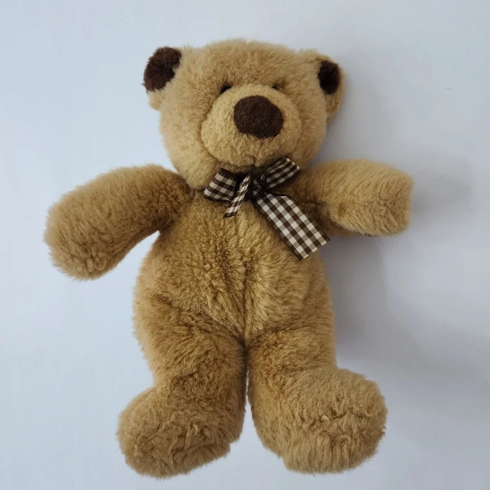 Classic Tan Plush Teddy Bear with Gingham Checkered Bow 10 Inch Stuffed‎ Animal